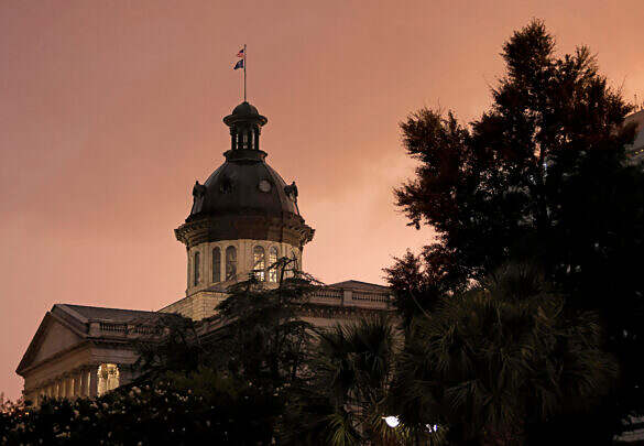 The S.C. statehouse is seen after sunset on Wednesday, May 27, 2026 in Columbia, S.C. (Travis Bell/STATEHOUSE CAROLINA)
