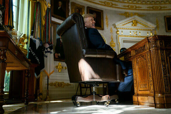 President Donald J. Trump watches campaign videos with members of the White House Office of Digital Strategy in the Oval Office, Wednesday, September 9, 2026. (Official White House Photo by Joyce N. Boghosian)